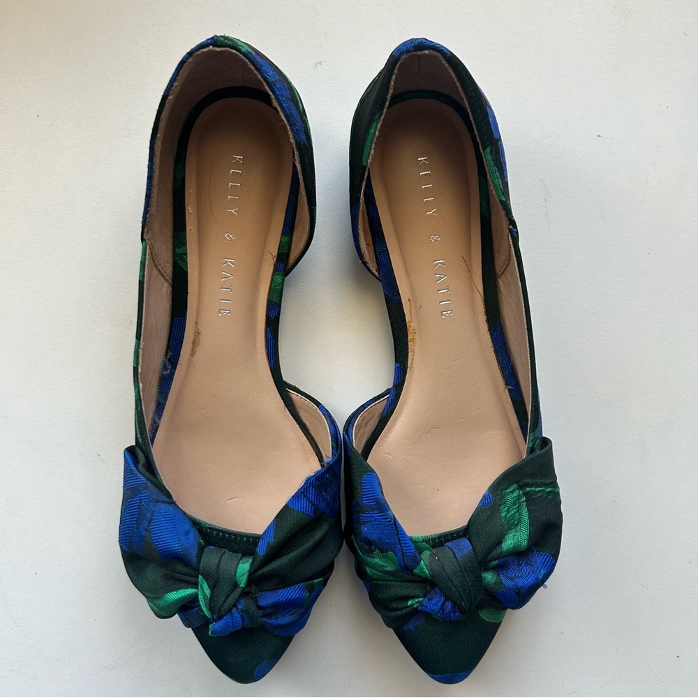 Kelly & Katie Women's Blue and Green Flats with Bow Detail Size 6